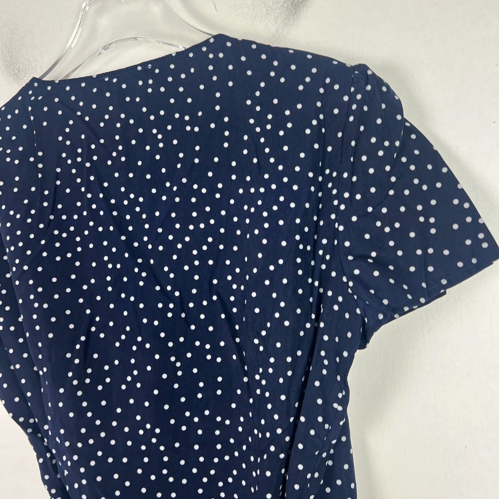 NWT Cooper St Printed Short Sleeve Wrap Mini Dress Navy Polka Dots Size Small S - Picture 12 of 13